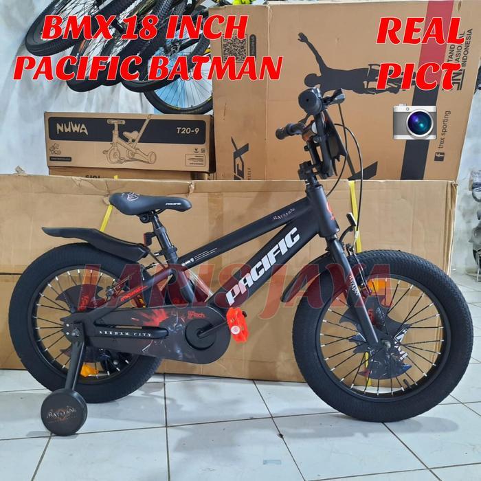 Pacific Sepeda Anak Laki-laki BMX 18 Inch Batman 3.0 Frame Besi Velg Hitam Ban Jumbo 3.0 JUMBO Stem 