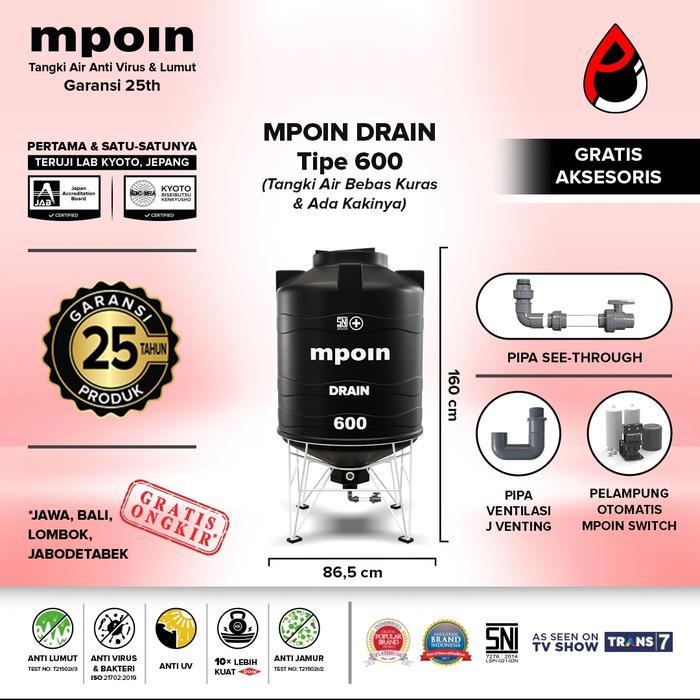 tangki air mpoin drain 600 liter