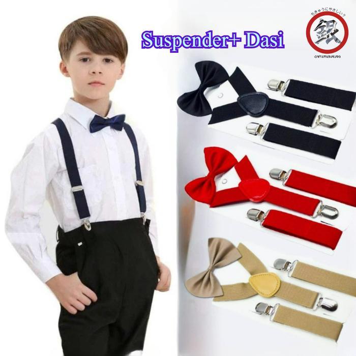 Anak Setelan Suspender Paket Suspender/Dasi Kupu-Kupu Anak Set Dasi Bretel Elastis Adjustable