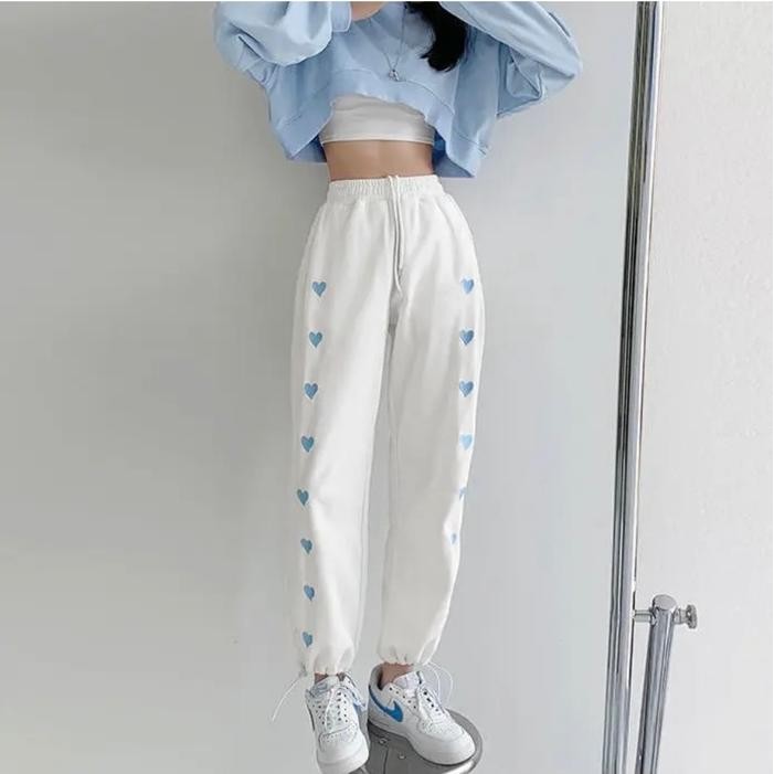 Love Sweet pants jogger celana panjang wanita korean Sport