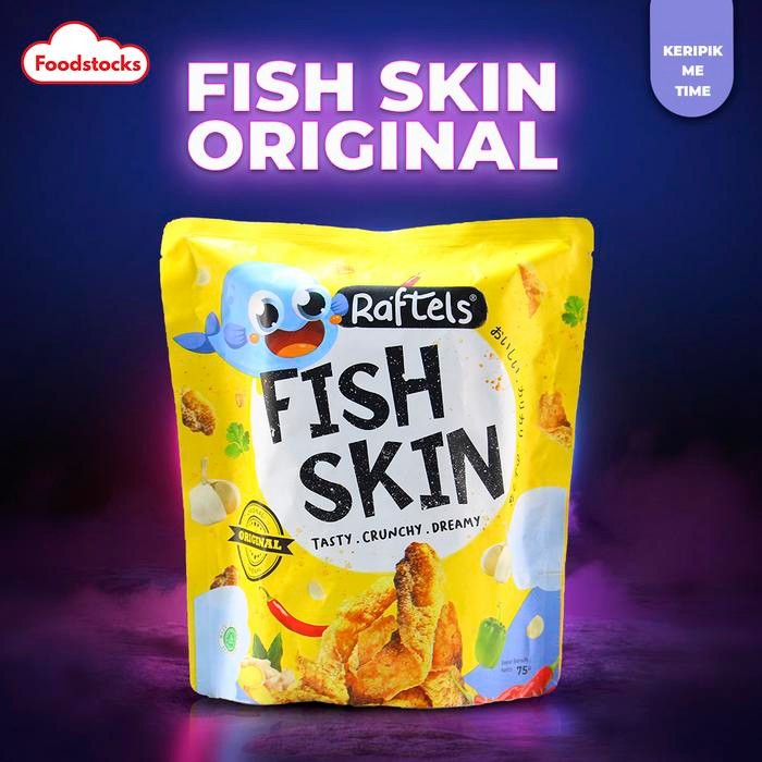 

New Keripik Kulit Ikan / Fish Skin Rasa Original Raftels 75gr Halal