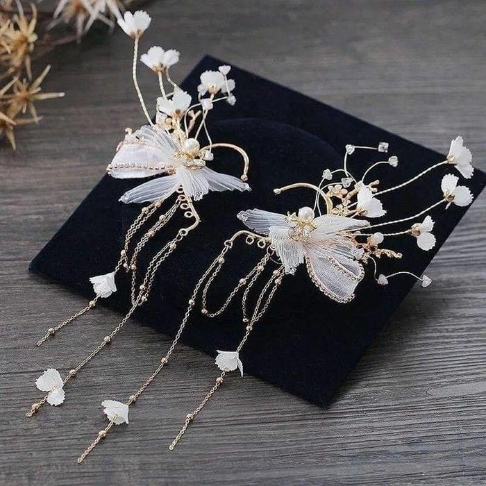 5ybo- [Sepasang] Earcuff Gold Pita Butterfly - Headpiece Hiasan Telinga - Jepit Bentuk Kupu