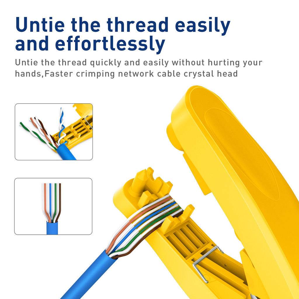 ZoeRax 4-in-1 RJ45 network cable tool with cutting, stripping, untangling, and straightening