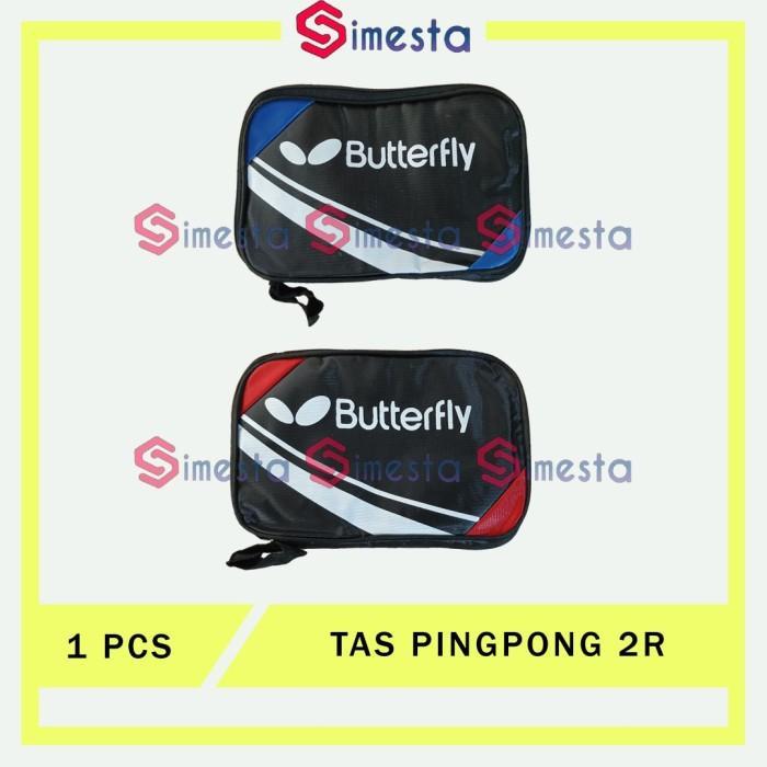 85qg- Tas Bat Pingpong 2 Sisi Cover Bet Tenis Meja Butterfly Isi 2