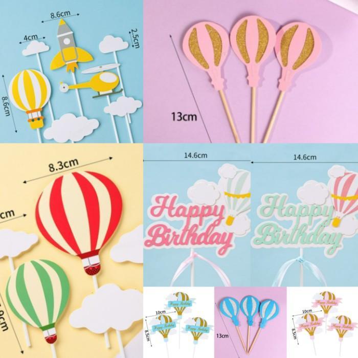 Topper Balon Udara, Hiasan Ulang Tahun Balon Udara, Topper Balon Udara