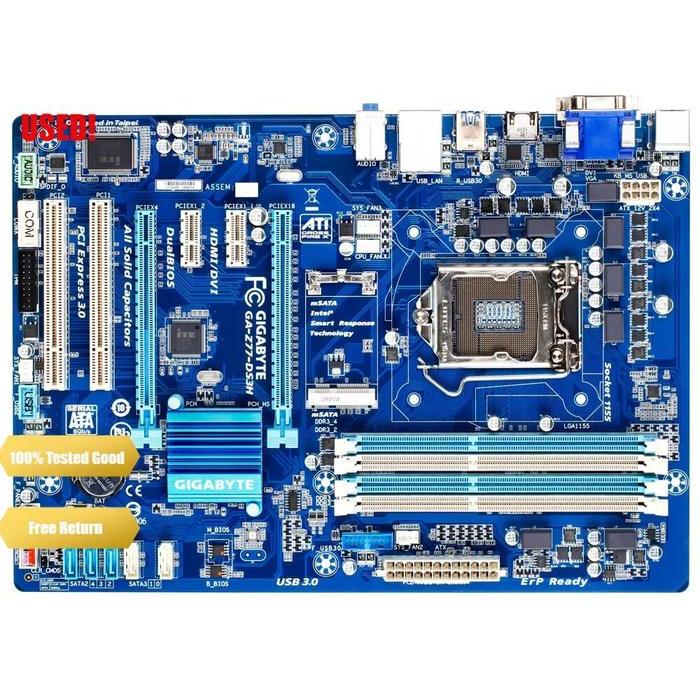 USED GIGABYTE MOTHERBOARD GA-Z77-DS3H SUPPORTS LGA1155 SOCKET GRATIS ONGKIR