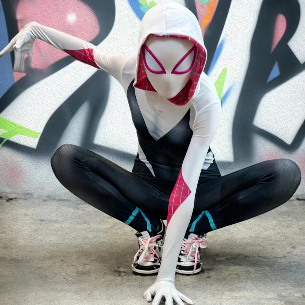 Spider-Man: Into The Spider-Verse Cosplay Costume Gwen Miles Spider Man Suit Bodysuit Lovers Kids