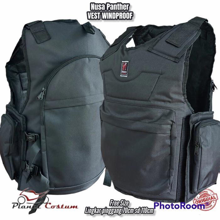 Rompi Motor Black Panther Touring Bikers Turing anti angin air Hitam