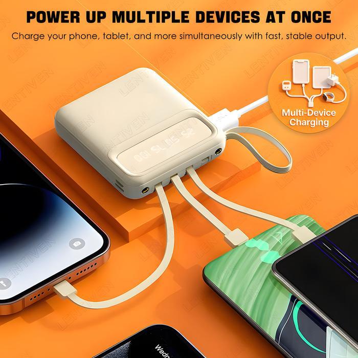 jwvb- Wankei Lentiven Powerbank 20000 Mah Mini Size 4 Cable Senter Led Display
