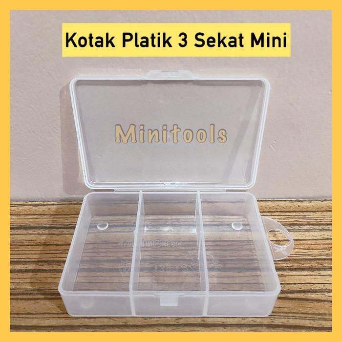 Kotak Plastik 3 Sekat MINI / Kotak Obat / Green Leaf 1390