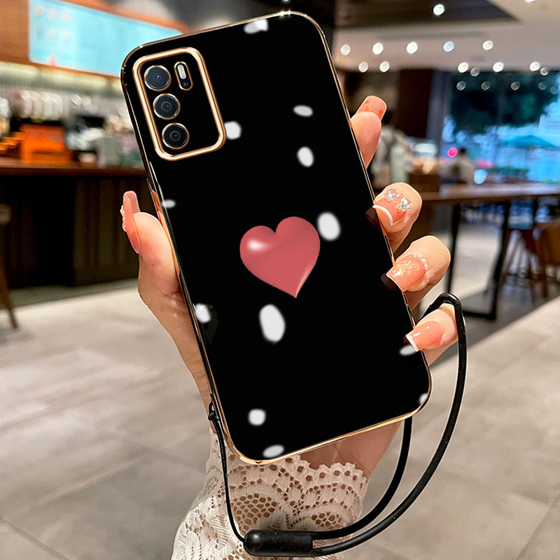 Casing Hp Untuk OPPO A16 A16s A54s Case Casing HP pola Cinta rantai Kesing Cesing tali berlapis Kasi