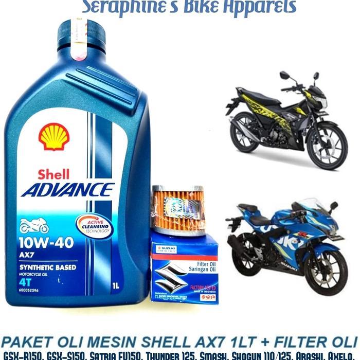 Hot Sale Paket Shell Advance Ax7 10W40 + Filter OliGsx-R150 Gsx-S150 Satria Fu