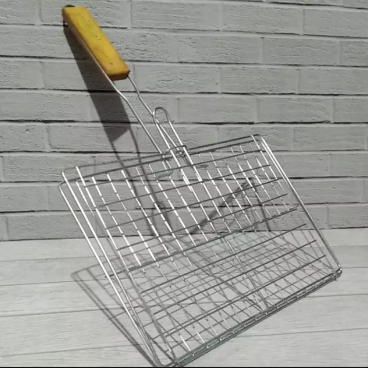 Panggangan Jepit Gagang Kayu / Penjepit ikan-Bakaran Sate / Bakaran Sosis / Pembakaran Sosis / Peman