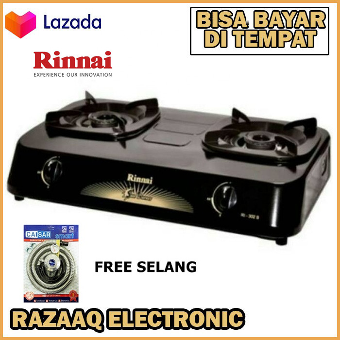 RINNAI 302 S Kompor Gas 2 tungku +Selang Gas Regulator SNI/RINNAI 302 S Kompor Gas