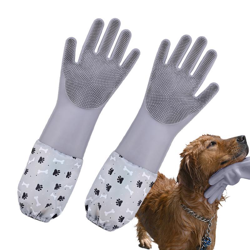 Pet Grooming Gloves Silicone Body Pet Bathing Gloves Dog Grooming sponge For Animal Dog Cleaning Com