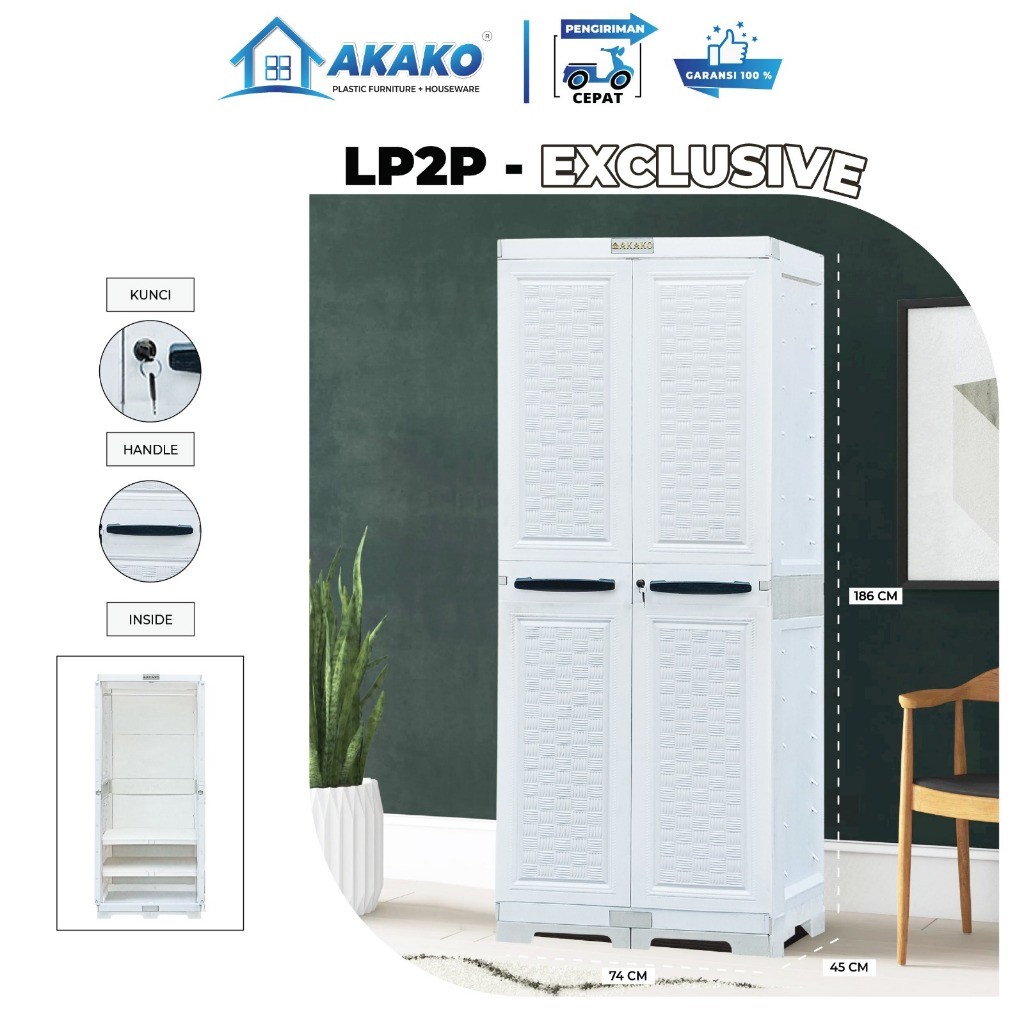AKAKO - LEMARI PAKAIAN PLASTIK JUMBO FULL GANTUNG - KODE : LP2P EXCLUSIVE