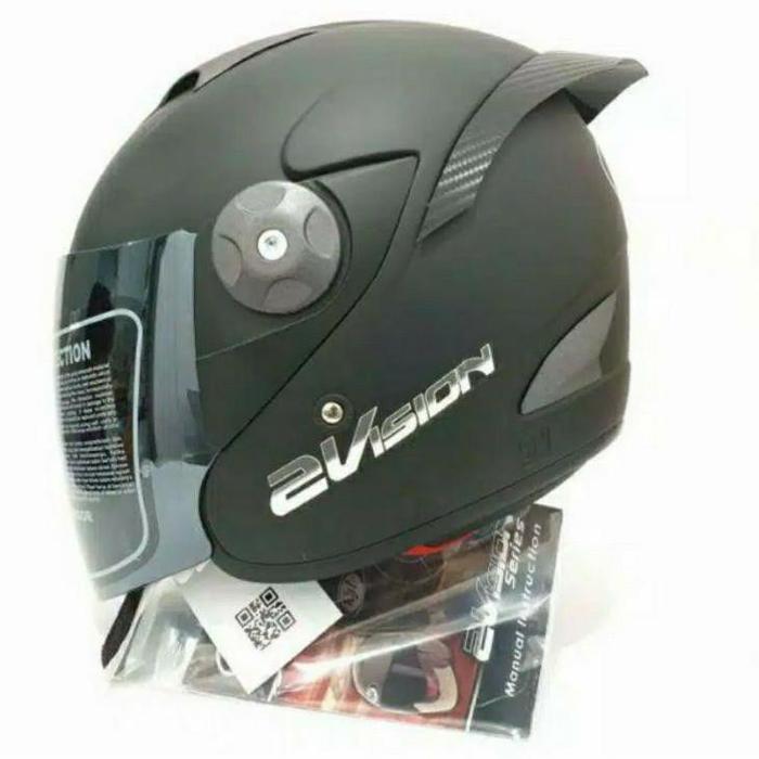 helm kyt 2vision paket ganteng hitam dop - htamdop+kcslver, M