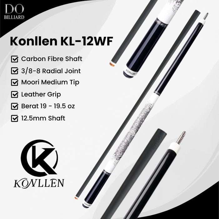 Semba - Stick Billiard Konllen Kl-12F Carbon Cue Leather Grip Low Deflection / Stick Konllen Kl-12F