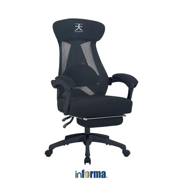 Informa Uranus Kursi Gaming Kursi Jaring Kursi Roda Putar Tempat Duduk Kursi Belajar - Hitam