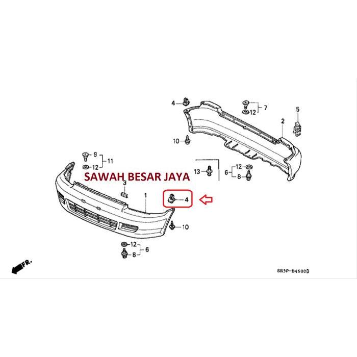 Grommet Gromet Clip Klip Kancing Bumper Bemper Depan Honda Civic Estilo Genio Sr3 Sr4 . Civic Ferio