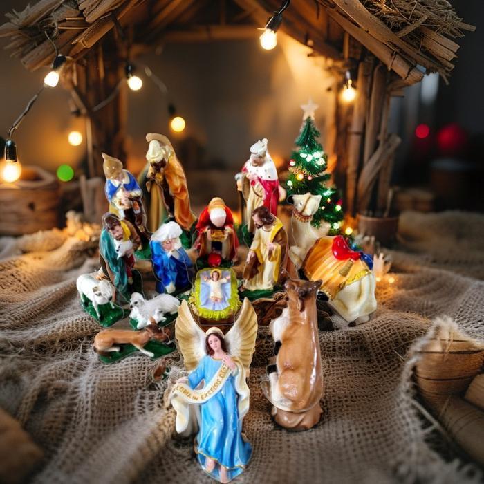 Set Patung Natal 40 Cm / Hadiah Natal / Nativity Scane / Patung Tuhan Yesus / Patung Bunda Maria