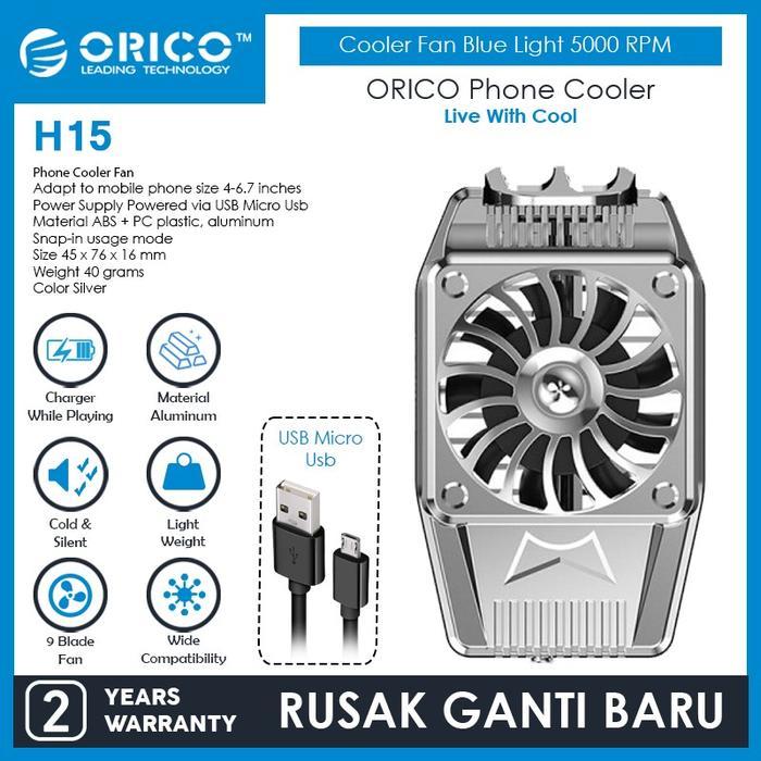 ORICO Phone Cooler Fan Blue Light 5000 RPM - H15 - Silver