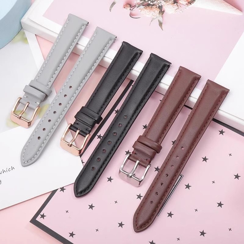 12mm 14mm 16mm 18mm 20mm Soft Cowhide Watchband For Casio Citizen Fossil Plain Watch Strap DW Ladies