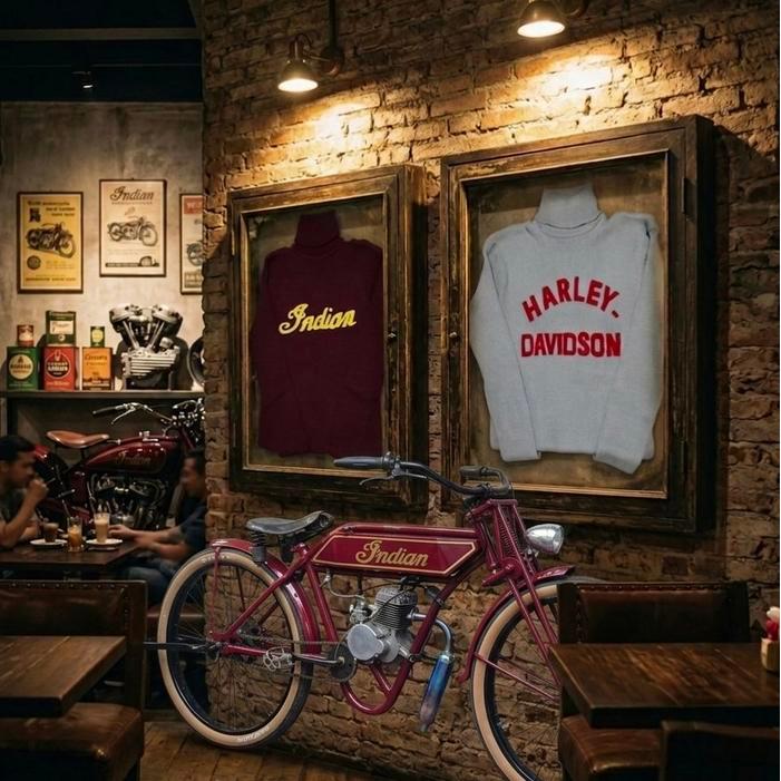 sweater jersey race jaket harley davidson dan indian motor clasic retro vintage bekas lawas antik