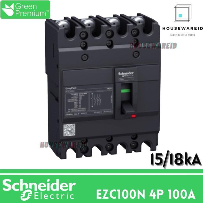 MCCB SCHNEIDER 4P 100A EZC100N4100 ORIGINAL / MCCB 4 PHASE 100 AMPERE