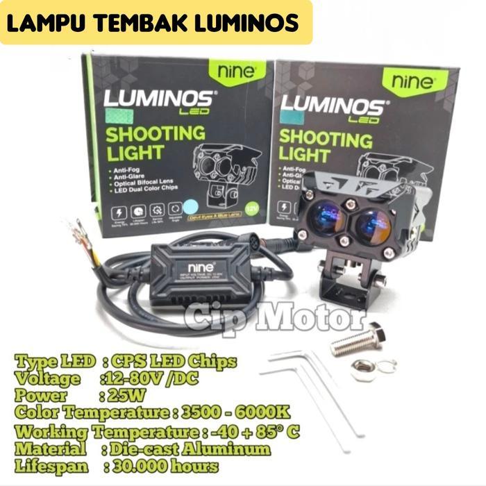 Lampu Luminos Q6 Original Lampu Tembak Double Lensa Putih Kuning 1 Pc