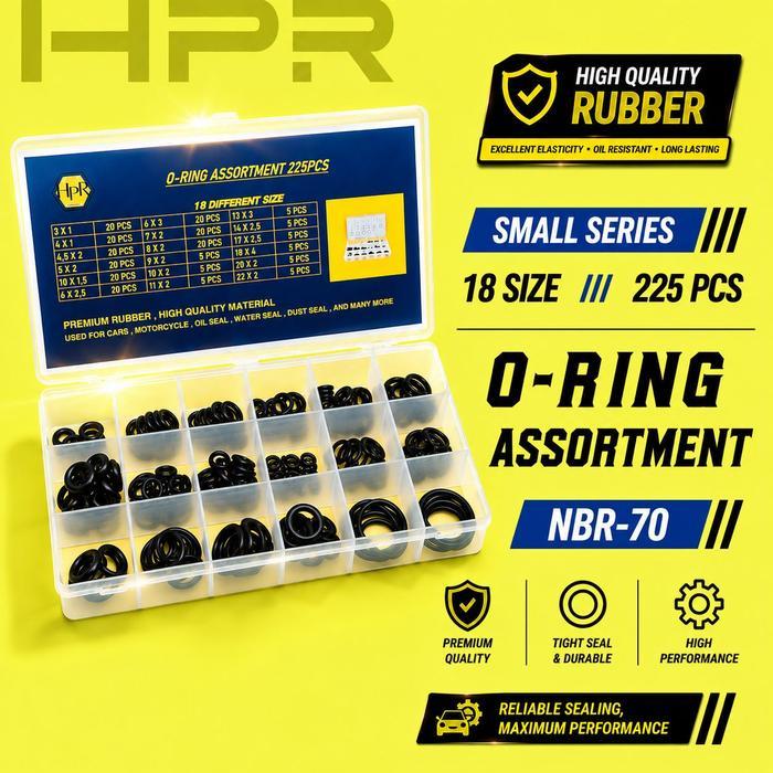 High Rubber Ng O-Ring Box Set Assortment 225 Pcs - Karet Seal Anti Bocor - Motor - Mobil - Pcp -