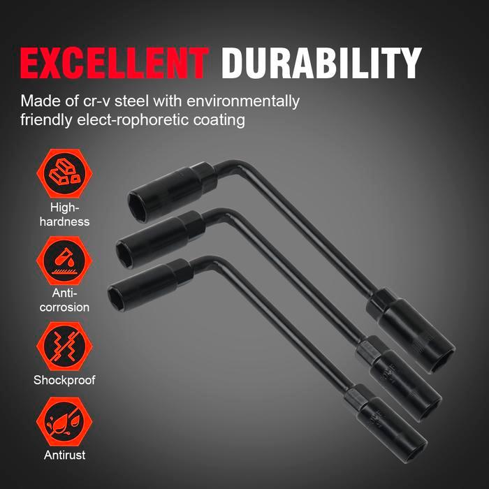 TERBARU JLD DUA UJUNG KUNCI SOK L HEX 10MM 12MM 14MM BAJA KUAT UNTUK MUR RODA MOBIL & MOTOR -
