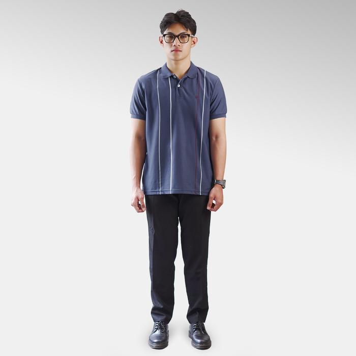 Cartiiera - Baju Kaos Polo Shirt Dewasa Stripe Pria Kerah Katun Tarumizu OffWhite