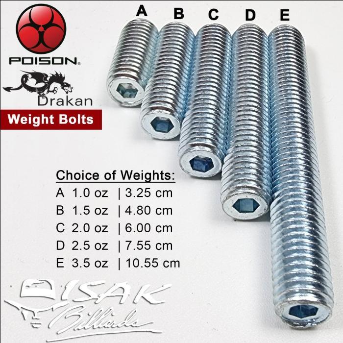 TERLARIS Drakan Weight Bolt - Baut Pemberat Stick Billiard Biliar Poison Cue