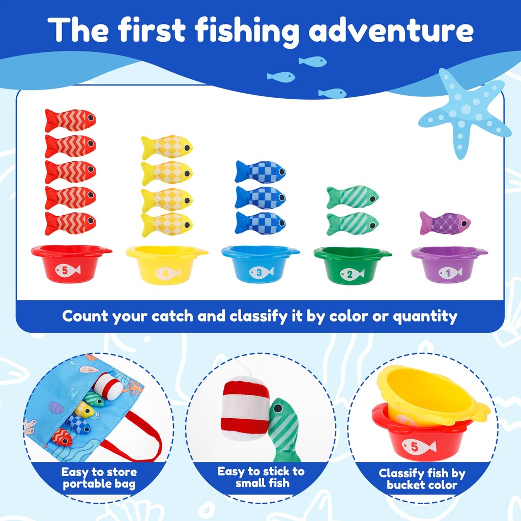 Montessori Fishing Game Soft Cloth Fishing Toys Fun Toddler Fishing Game Educational Fishing Game