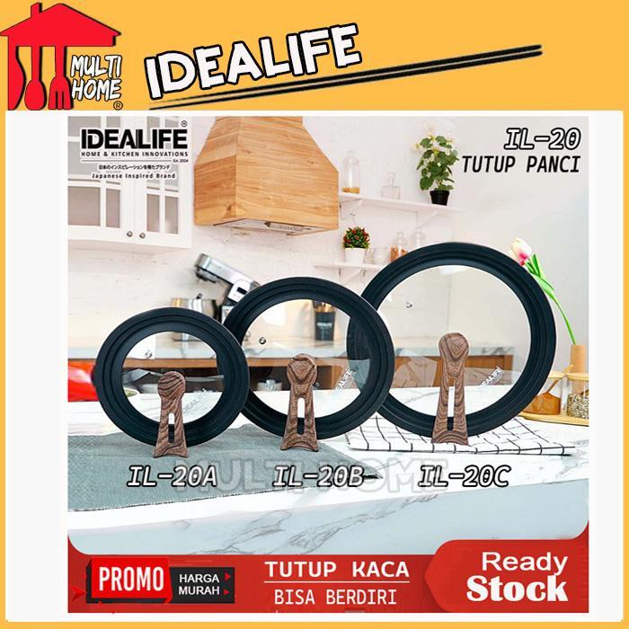 Idealife Tutupan Panci Idealife Multi Size Glass Cookware Lid