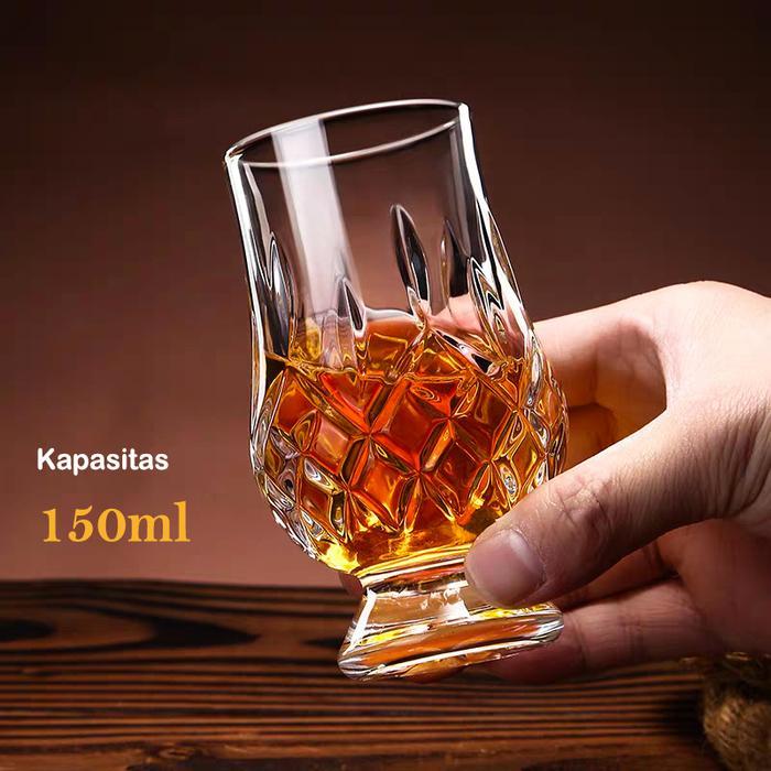 Flash Sale [Satuan] Gelas Kaca Tebal Motif Gelas Wine Aesthetic Whisky Glass Gelas Minum Wine