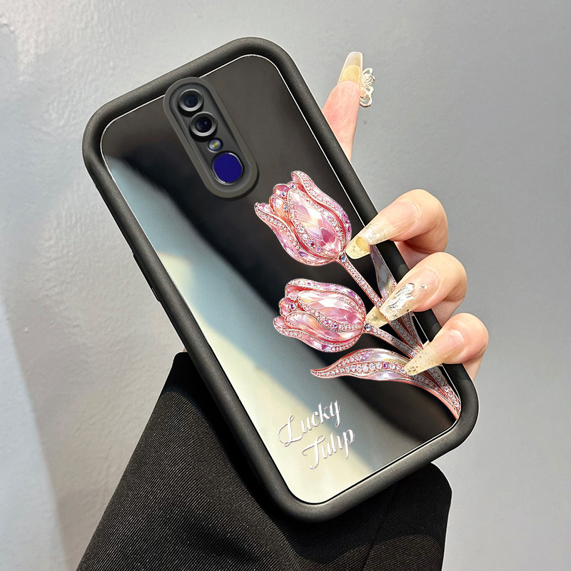 Casing Hp OPPO F11 F11 Pro A9 2019 A9x Case tulip glitter Kasing Anti Cepat Rusak silikon Cesing Mir