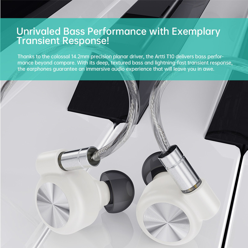 ARTTI T10R1R2 InEar HiFi Earphones Wired IEMs Monitors 14.2mm Planar Driver Textured Bass 0.78mm