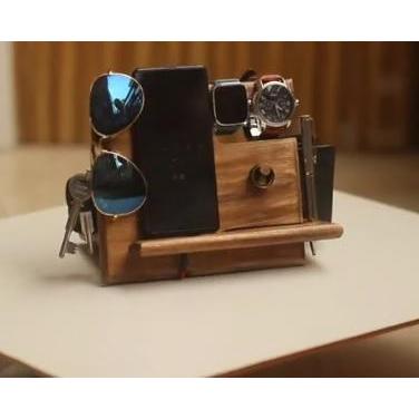 Promo Docking Station / Stand Hp, Dompet, Kunci, Kacamata Bahan Kayu Solid Original