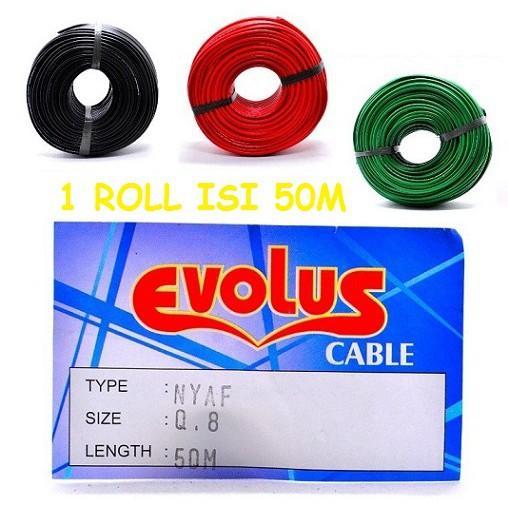 Kabel NYAF 0.8mm diameter 3mm isi 50M Tunggal Serabut merk Elvolus