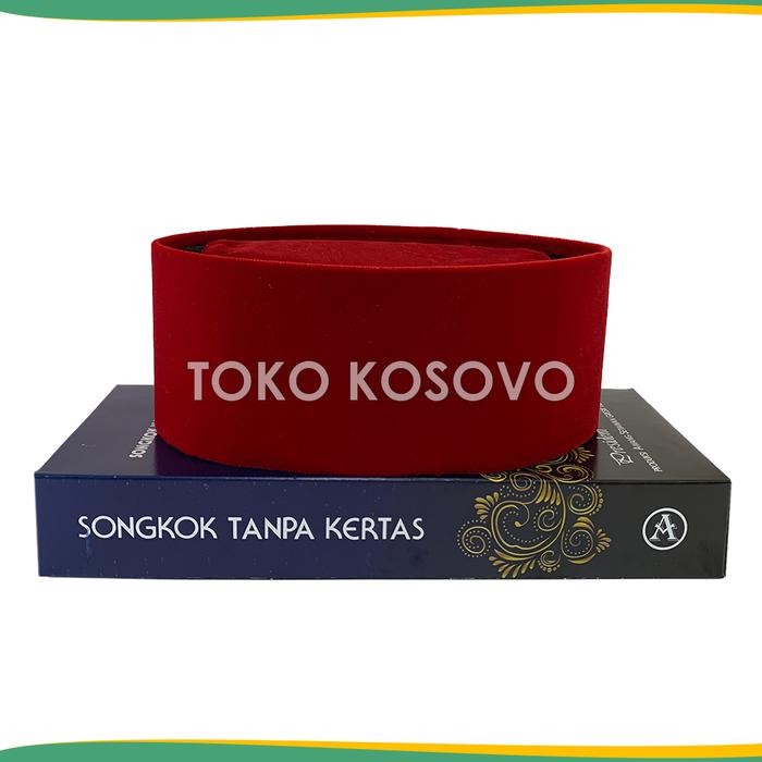 ORIGINAL GROSIR (10 Pcs) Peci Songkok Kopiah MAROON MERAH AWANG AC Polos Tinggi 9 READY STOCK