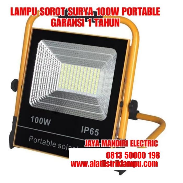 KOMPLIT LAMPU SOROT LED SOLAR PANEL PORTABLE 100W SOROT LED SMD SOLAR 100WATT