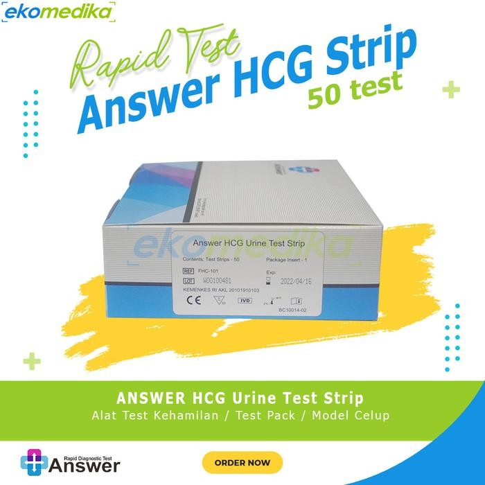 Terlaris HCG Strip Tes Kehamilan Test Pack ANSWER HCG Strip isi 50 tes SALE
