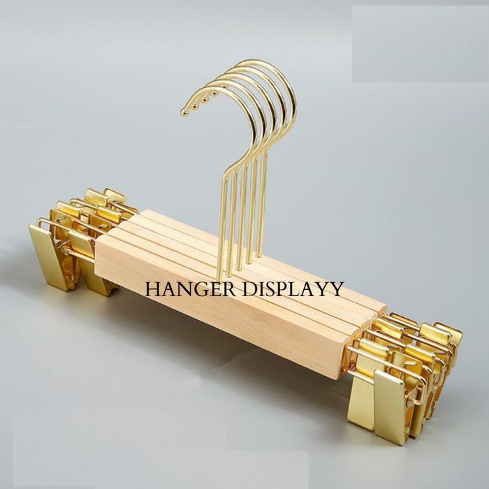 ..- Hanger Kayu Jepit Full Gold Celana Gp Gantungan Baju Kastok Murah