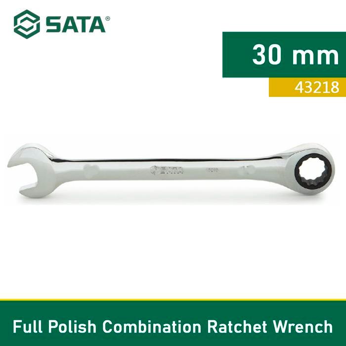KUNCI RING PAS 30 MM 43218 FULL POLISH COMBINATION RATCHET WRENCH SATA