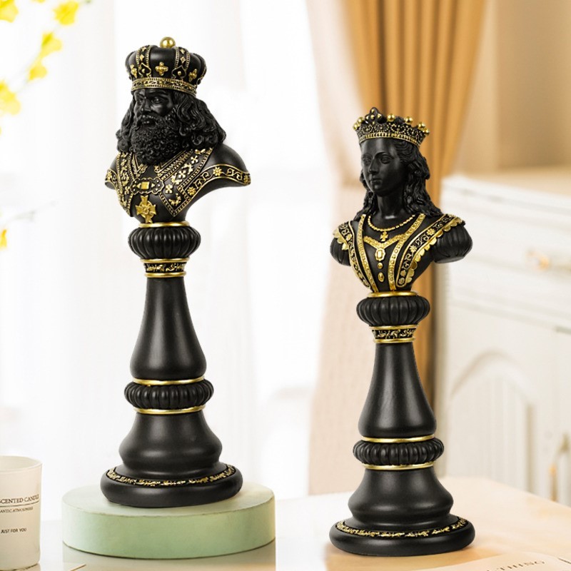 SAAKAR Resin New Chess Living Room Decoration Collection Statue of King Knight Queen Home Office Des