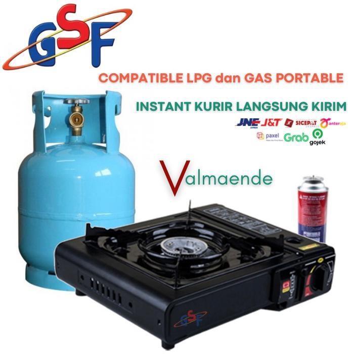 Kompor Gas Portable 2 In 1 Grill Pan Panggangan Bbq Lpg Gas Kaleng Kompor Kemah Gsf 3616 -