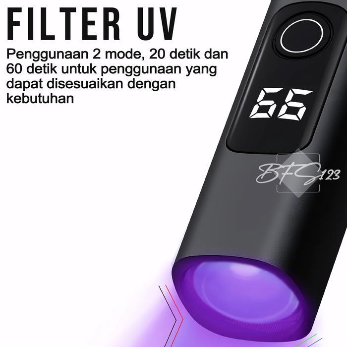 Senter Uv Lampu Kuku Portable 400 Lumens Wushang Uv Nail Lamp Rechargeable Type C Kutek