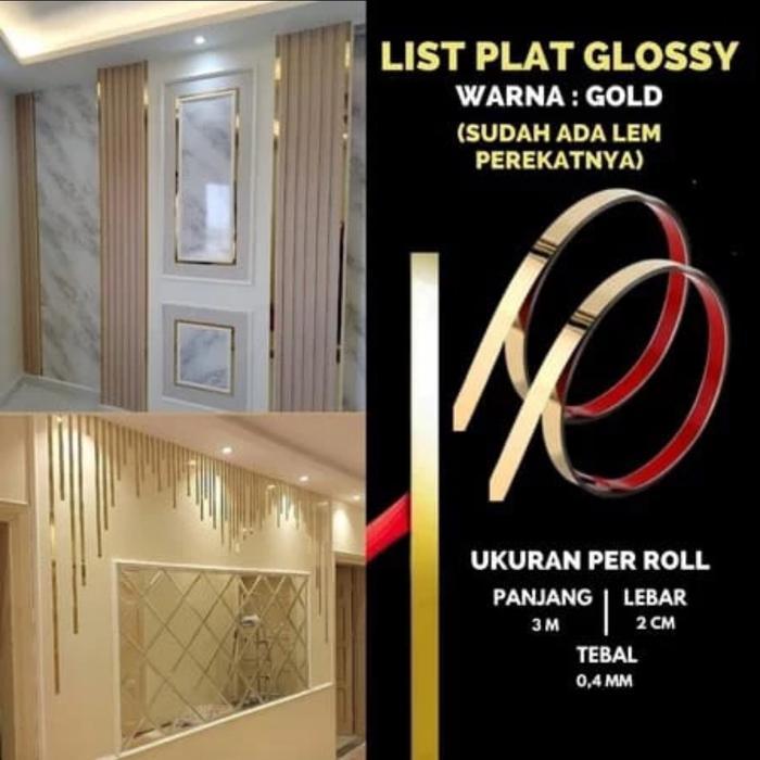LIST PLAT STRIP MIRROR GOLD STAINLESS STEEL LIST PLAT GOLD GULUNGAN